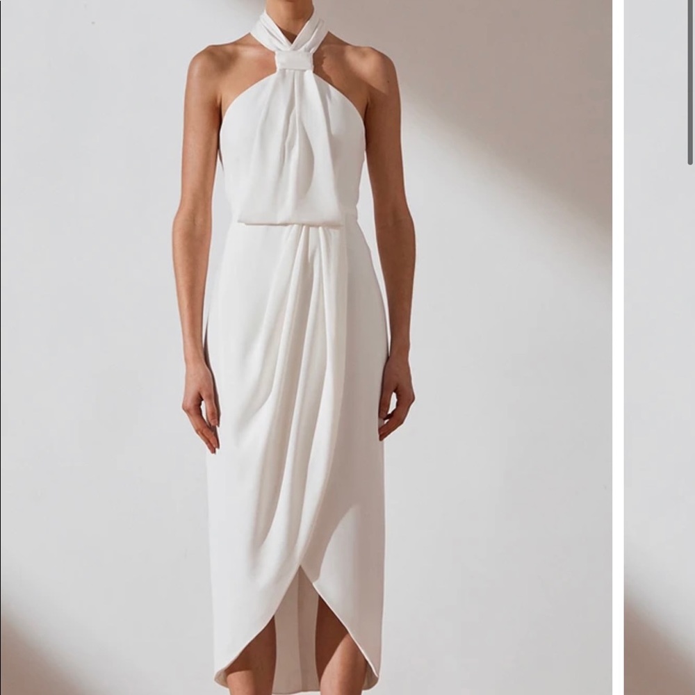 NWT- Shona Joy style Know Tie Dress- Size 8, White/Ivory!